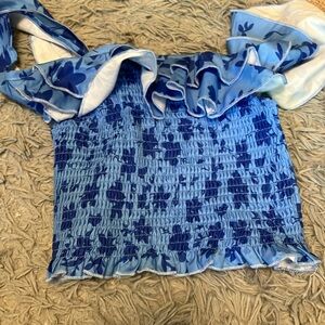 Blue floral crop top